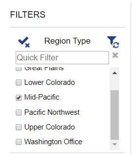 Screenshot of the filter check box